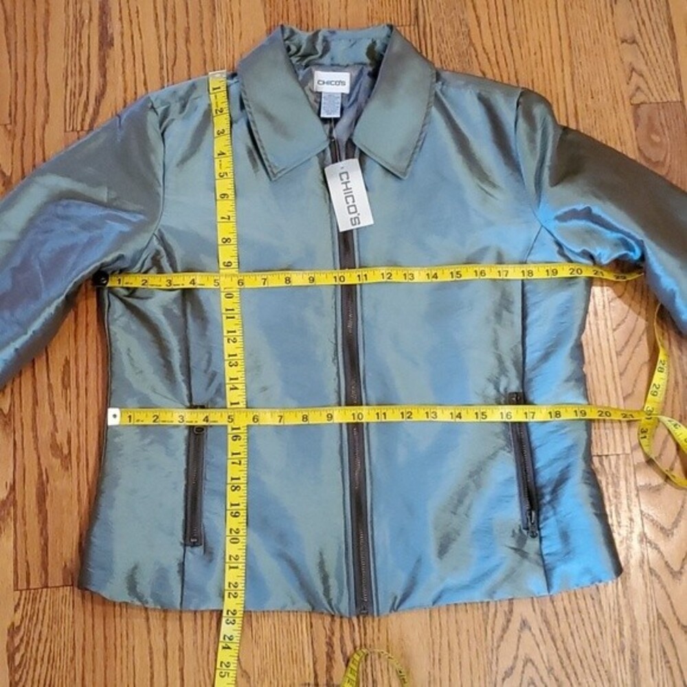 NWT CHICO'S SHIMMER SHINE LALEH JACKET ZIP UP TURQUOISE SIZE 1/S… - Picture 9 of 11